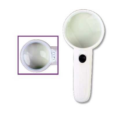 Lupa lente cristal con doble luz led 65 mm 4x Galileo