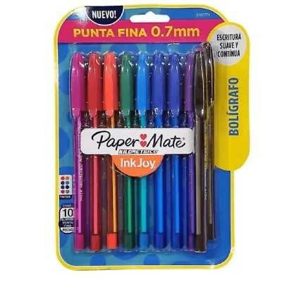 Set de Bolígrafos kilométrico 0.7 mm Ink Joy x10 colores punta fina Paper Mate