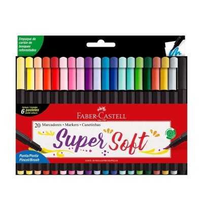 Marcadores para lettering Supersoft x20 colores estuche cartón Faber-Castell
