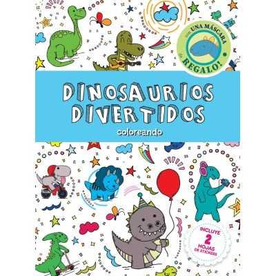 Libro para pintar 20x27 cm 32 pág. +stickers +mascara. Coloreando Dinosaurios divertidos Editorial Splash