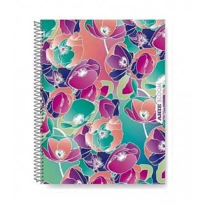 Cuaderno A4 espiralado BLOOM x80 hojas rayadas tapas semirrigidas Arte