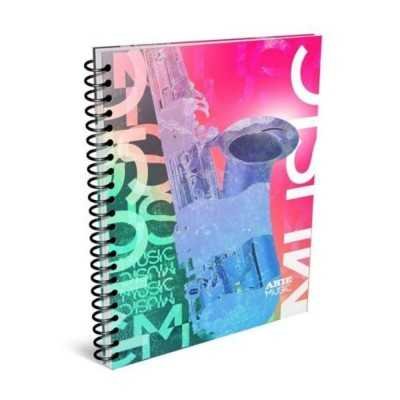 Cuaderno A4 espiralado MUSIC x80 hojas cuadriculadas tapas semirrígidas Arte
