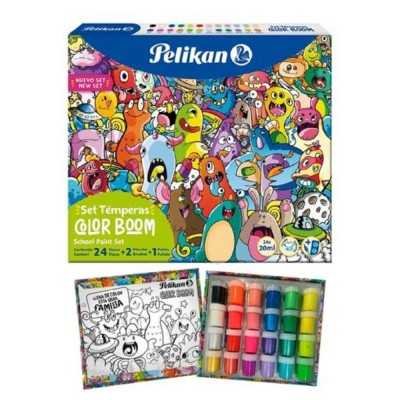 Set temperas Color Boom x24 potes +2 pinceles +paleta Pelikan