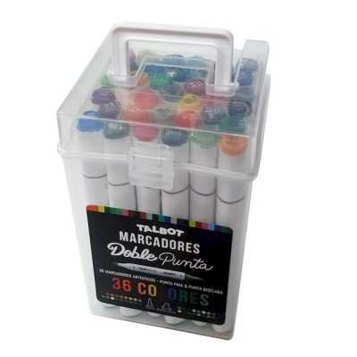 Set de marcadores artísticos al alcohol doble punta en valija x36 colores Talbot