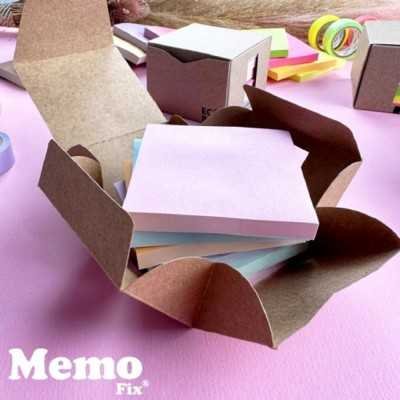 Notas adhesivas 74x74 mm en Caja eco-box con 6 blocks de colores pastel Memo Fix