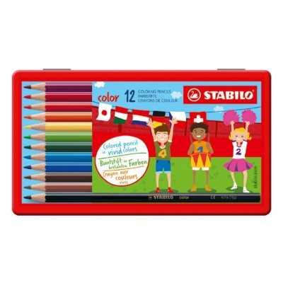 Set de lápices largos  x12 colores en lata Stabilo