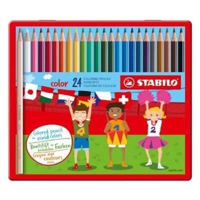 Set de lápices largos  x24 colores en lata Stabilo