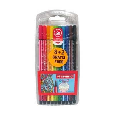 Set de marcadores Pen 68 estuche x10 (8+2!) Stabilo
