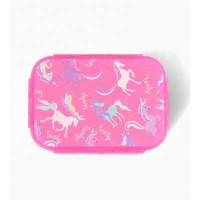Porta alimentos plastico plegable Unicornio contenedor 2 compartimientos Footy