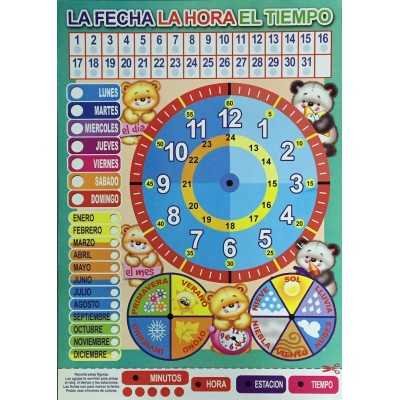 Láminas didácticas "LA FECHA, LA HORA, EL TIEMPO" 24x30 cm