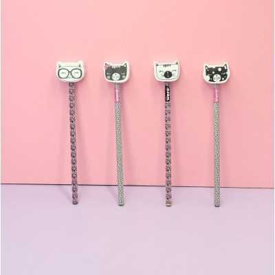 Lápiz negro con goma Cat PWR Wero