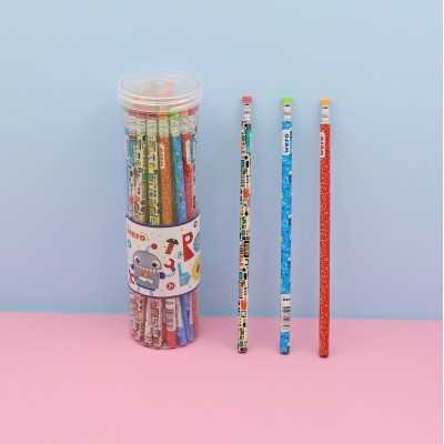 Lápiz negro con goma Robots Wero