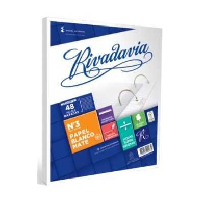 Repuesto Nº 3 margen reforzado x 48 hojas rayado Rivadavia