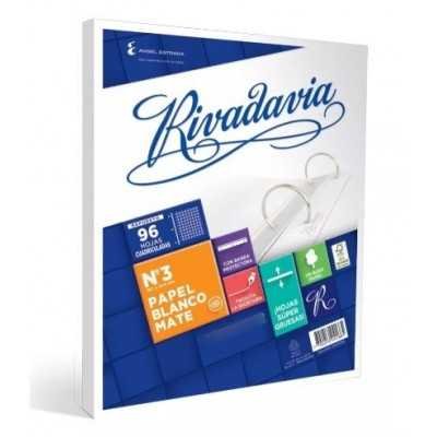 Repuesto Nº 3 margen reforzado x 96 hojas cuadriculado Rivadavia