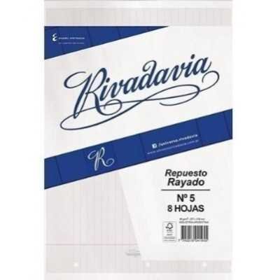 Repuesto Nº 5 x 8 hojas rayado Rivadavia