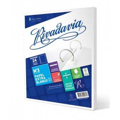 Repuesto Nº 3 margen reforzado x 24 hojas liso Rivadavia