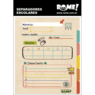 Separadores Nº3 eco-friendly Colors 6 posiciones Rome