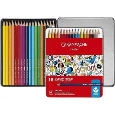 Lápices de colores acuarelables School x18 unidades surtidos metal box Caran D'Ache