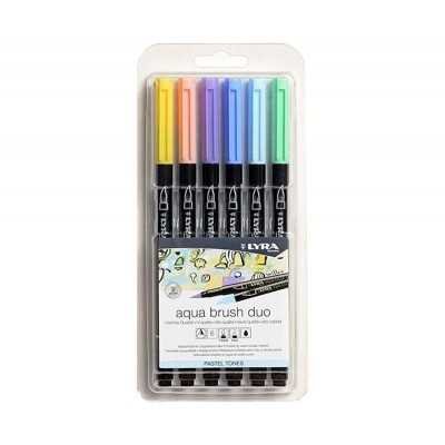 Set de marcadores acuarelables Aqua Brush Duo x6 colores pasteles Lyra