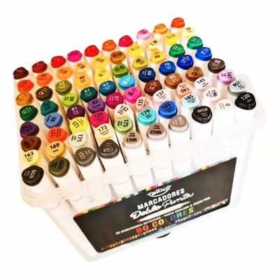 Set de marcadores artísticos al alcohol doble punta en valija x80 colores Talbot