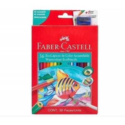 Lapices de color x 36 colores largos acuarelables Faber-Castell