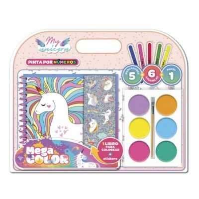 Blíster Mega color acuarela Unicornios Editorial Vértice