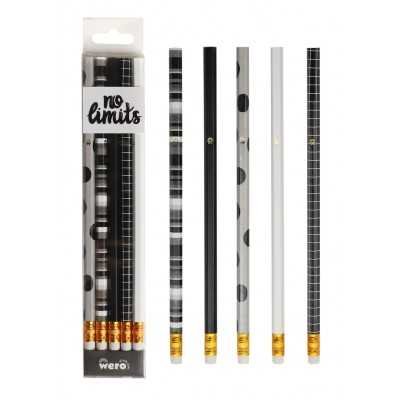Set de lápices negros con goma "Geometric" x 5 unidades Wero