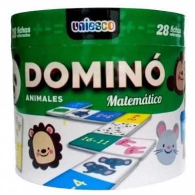 Dominó matemático Animales tarrito x28 fichas Uniesco