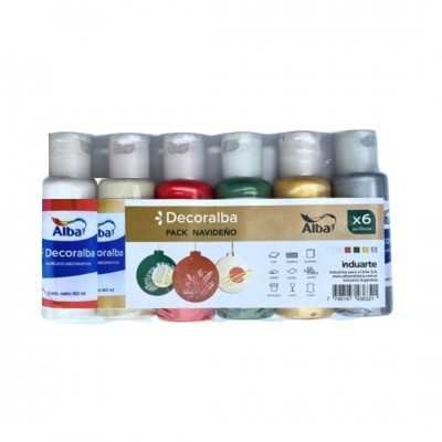 Set Acrílico decorativo Navidad x6 unidades de 60 ml Decoralba