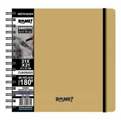 Sketch block 21x21 cm Eco White x48 hojas lisas blancas de 180 gramos Rome