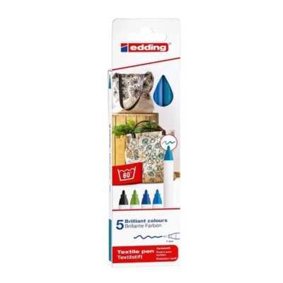 Set de marcadores para tela 4600 x5 colores fríos Edding
