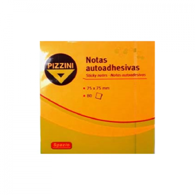 Nota Adhesiva 75x75 mm x80 hojas NARANJA FLUO Pizzini
