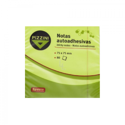 Nota Adhesiva 75x75 mm x80 hojas VERDE FLUO Pizzini