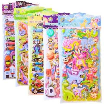 Stickers con relieve blister 2 planchas Dinos/Autos/Astronautas Colours