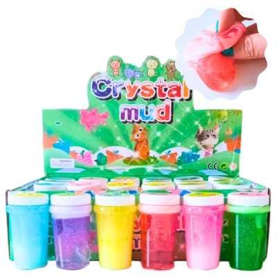 Slime en pote bicolor Crystal Mud con glitter Colours