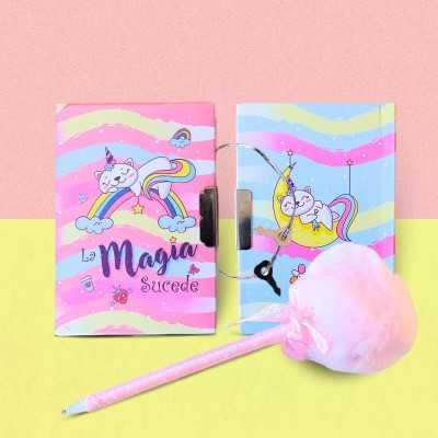 Diario íntimo 8x11 cm con bolígrafo Pompon La Magia sucede Colours