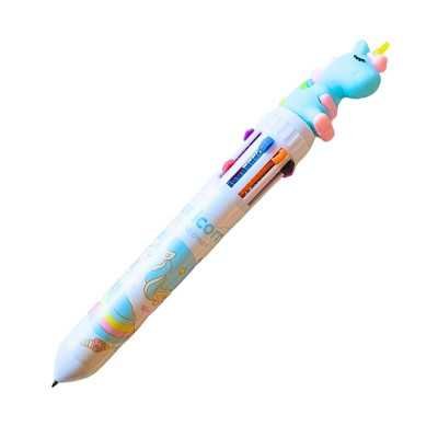 Boligrafo 10 colores Unicornio con clip cuerpo estampado Colours