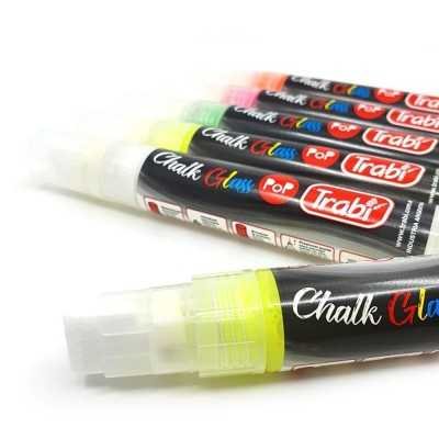 Marcador Chalk Glass 6-15 mm AMARILLO FLUO punta rectangular Trabi