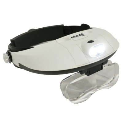 Lupa binocular manos libres con doble luz led 260x220 mm 1x, 1.5x, 2x 2.5x 3.5x Galileo