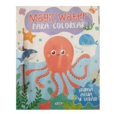 Libro para colorear magic water con pincel Pulpo 21x26 cm 24 paginas School Fun