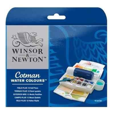 Set de Acuarelas Cotman en pan Field Plus x12 hp Winsor & Newton