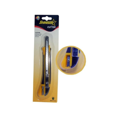 Cortante cutter hoja 9 mm con empuñadora de goma y sacapuntas Shineway
