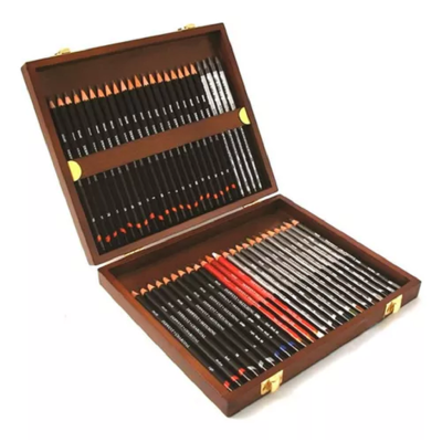 Colección lápices para sketching Wooden Box x48 elementos en caja de madera Derwent