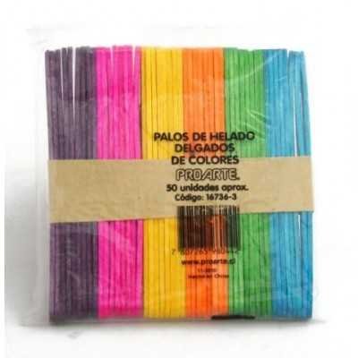 Palito de helado de madera color x 50 unidades