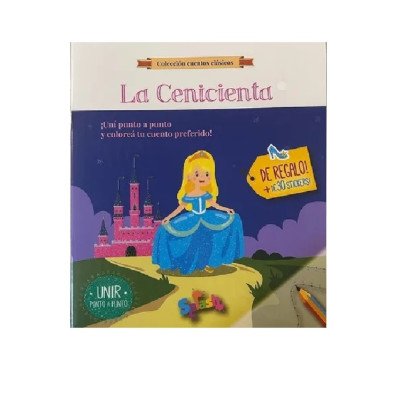 Set de libros de cuentos para pintar 21x27 cms + stickers. Punto a punto- Cenicienta Editorial Splash