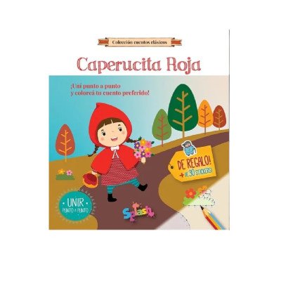 Set de libros de cuentos para pintar 21x27 cms + stickers. Punto a punto- Caperucita roja Editorial Splash