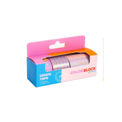 Cinta adhesiva washi tape x 4 unidades distintos tamaños Colorblock FW