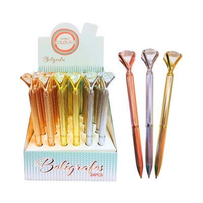 Bolígrafo metal con diamante grande Colours