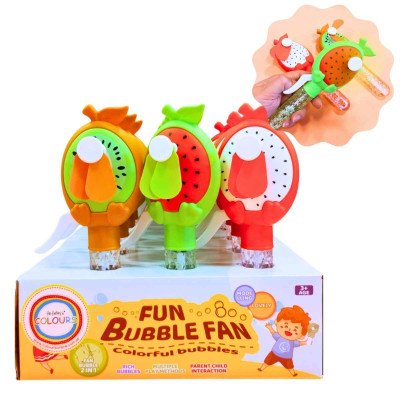 Ventilador de mano con burbujero Frutas patitas Colours