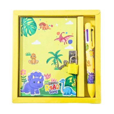 Diario Intimo Dino con bolígrafo 6 colores en caja Colours